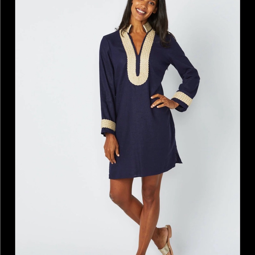 Sail to Sable Navy Top with Cream Braided Trim